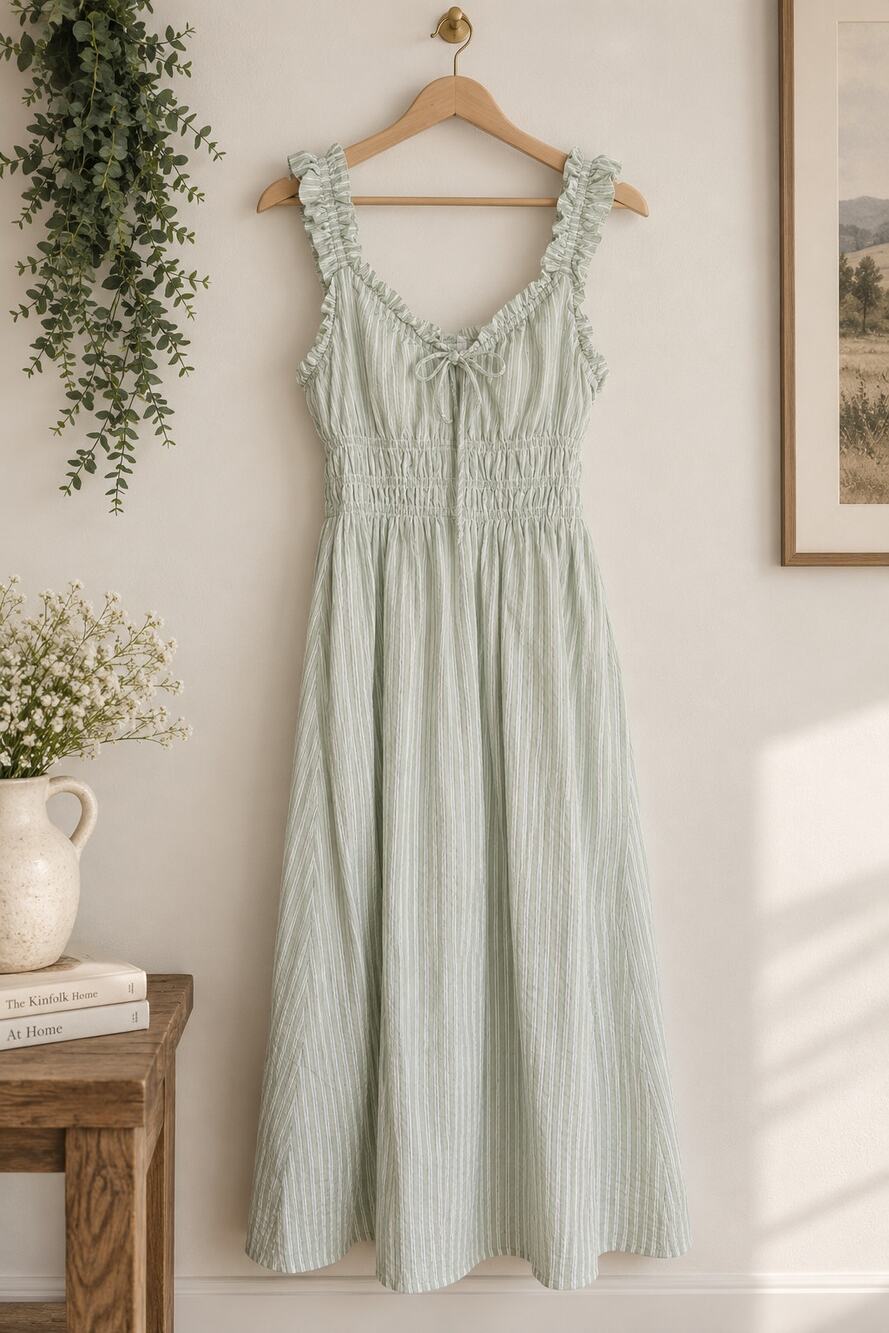 Old Navy Orange Peach Ruching 100% Cotton Midi Dress